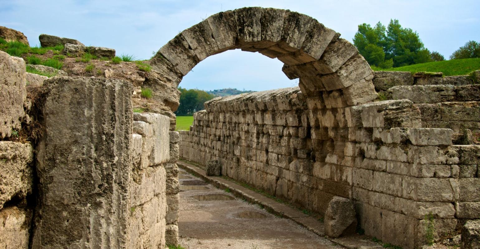 Arch entrance to original ancient Olympic stadium