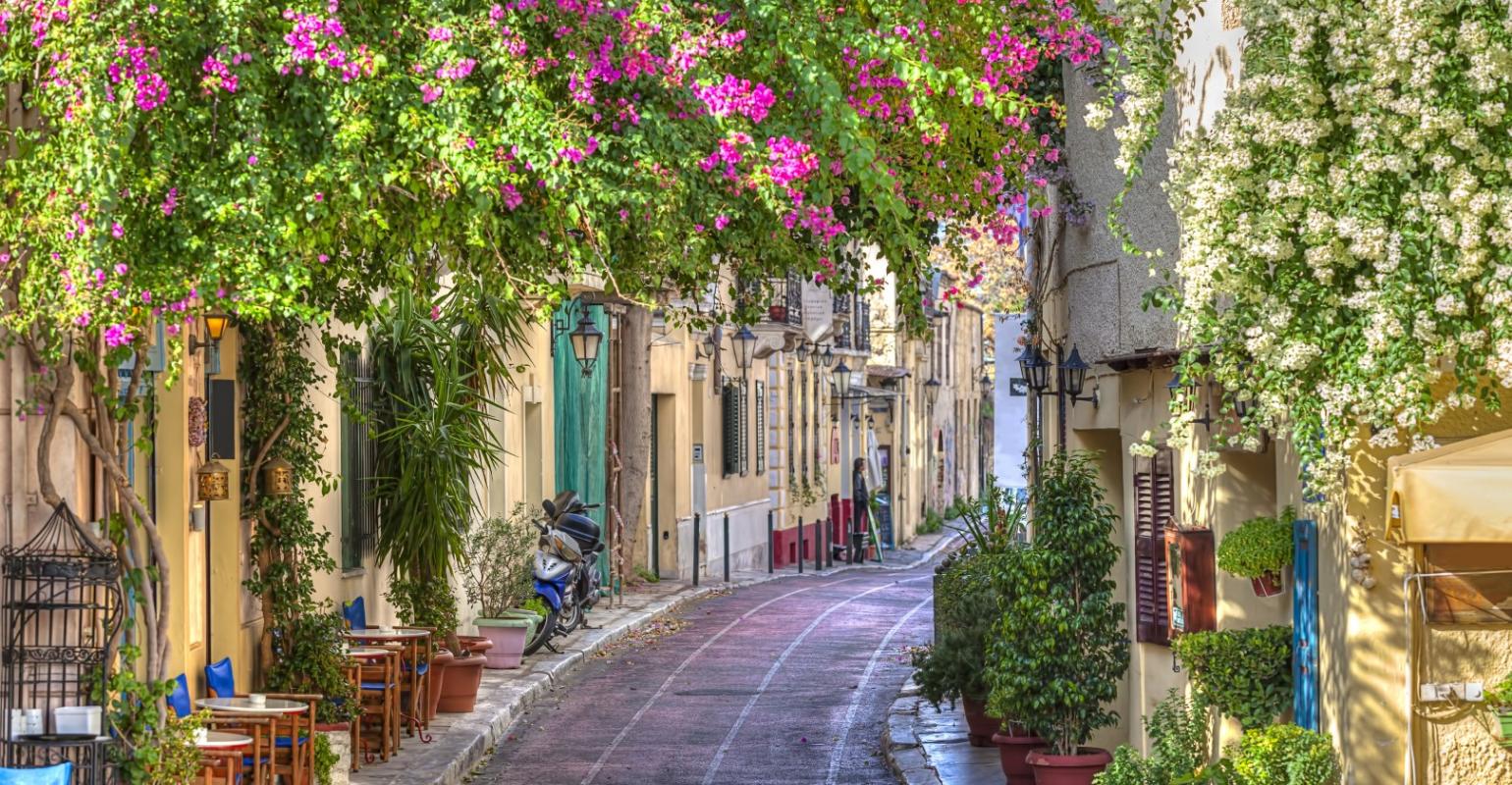 Plaka, under the Acropolis in Athens Greece